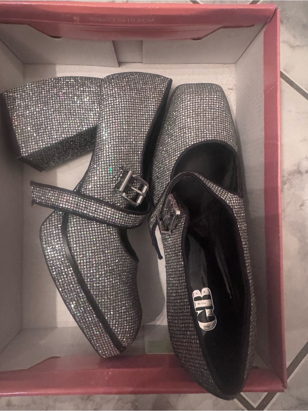 Sparkle GB Platform Heels - Silver